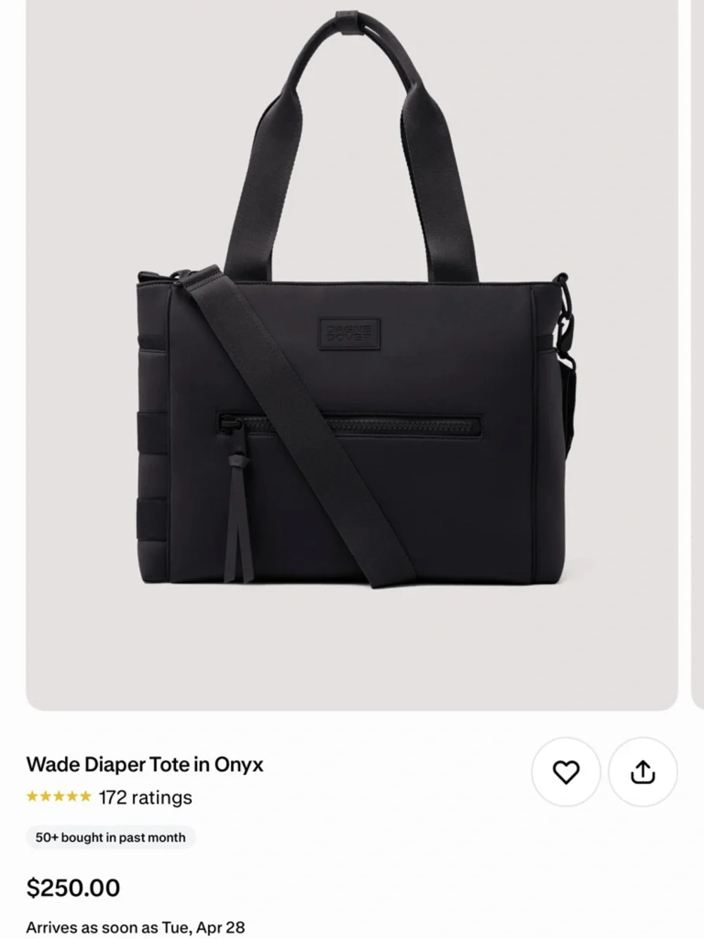 Dagne Dover Wade Diaper Tote in Onyx Black
